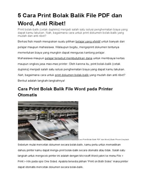 5 Cara Print Bolak Balik File PDF dan Word, Anti Ribet!.